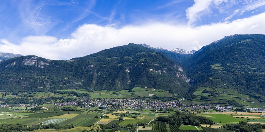 The municipality of Chalais as seen from Chermignon-d'en-Bas in July 2024.