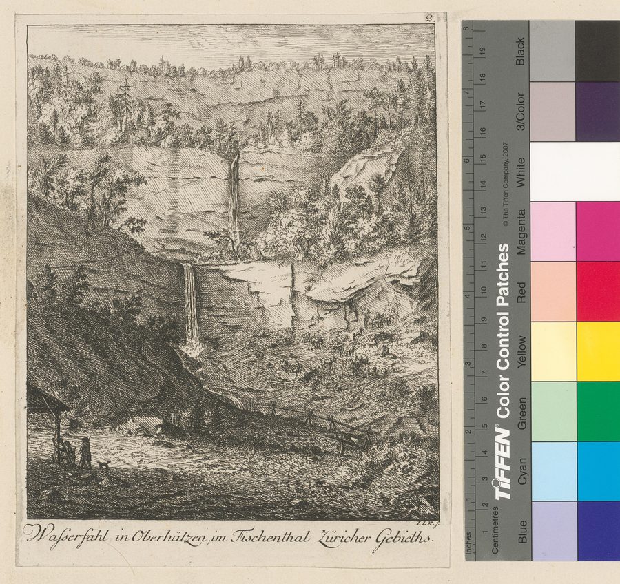 Historische Ansicht eines Wasserfalls bei Fischenthal im oberen Tösstal
