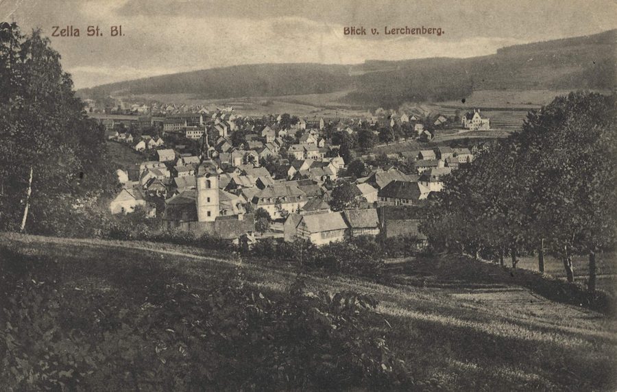 Blick vom Lerchenberg über Zella-Mehlis in Thüringen