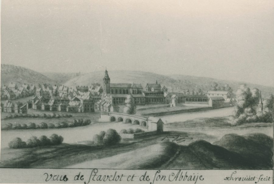 Historische Ansicht von Stavelot mit der Abtei