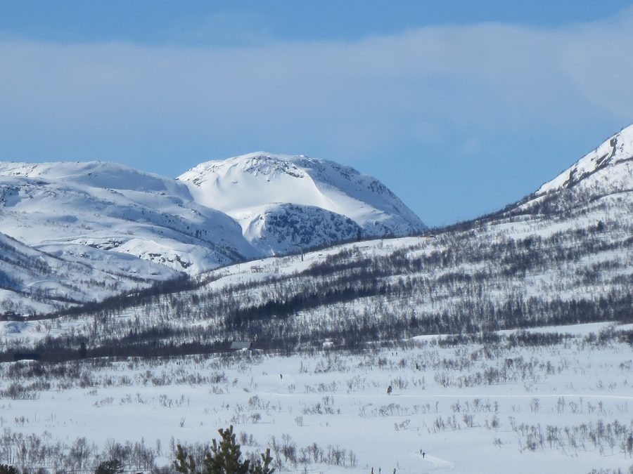 Berglandschaft bei der Siedlung Hovden im Skigebiet Hovden in Setesdal